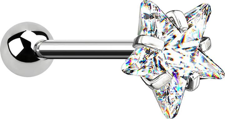 Immagine prodotto Star Piercing Micro bilanciere in argento con sfera e stella di cristallo (Acciaio chirurgico 316L, senza ottone)