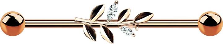 Image du produit Star Piercing Barbell rosegold mit Olivenblatt (Acier chirurgical 316L, Laiton)