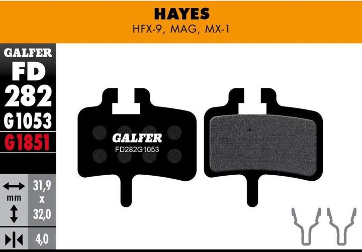 Produktbild Galfer Bike GALFER Brake Pad FD282 Standard "Hayes MAG / HFX / MX1" (Hayes, Magura, Organisch (Resin))