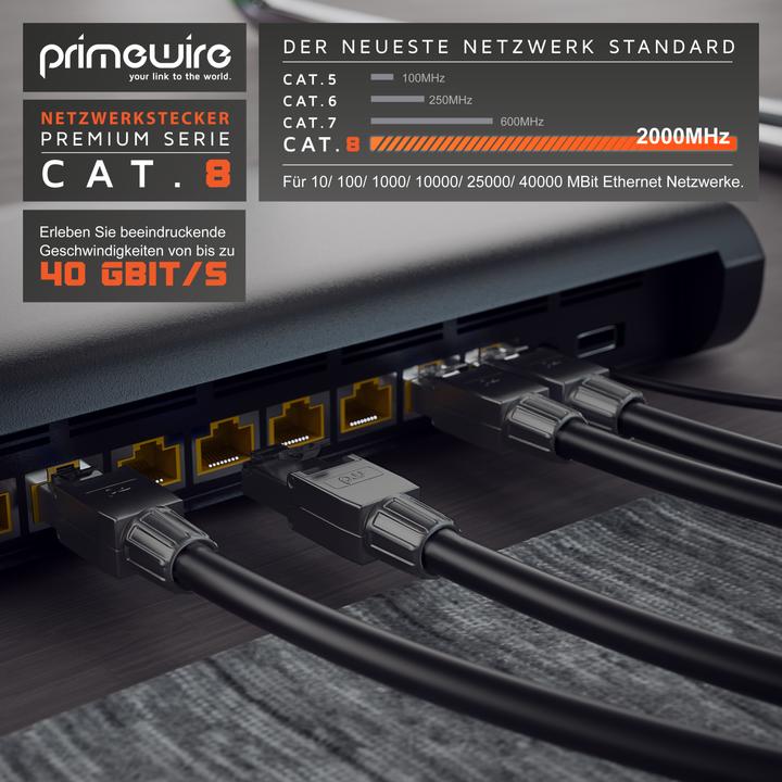 Produktbild Primewire Netzwerkstecker feldkonfektionierbar RJ45 CAT 8 - Steckverbinder CAT8 für LAN Kabel / Netzwerkkabel (0.05 m)