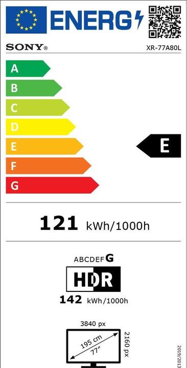 Energie-Label Sony XR-77A80L (77", A80L, OLED, 4K, 2023)