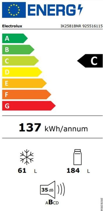 Etichetta energetica Electrolux IK2581BNR (245 l)