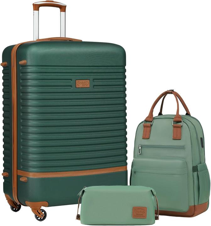 Coolife 3-teiliges Hartschalenkoffer-Set mit Reiserucksack und Kulturbeutel (93 l, L (90 - 115l))