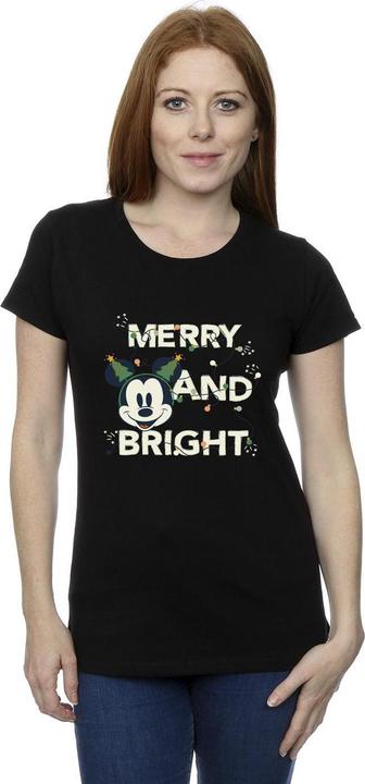 Actual product image Disney Womens/Ladies Mickey Mouse Merry & Bright Cotton T-Shirt (XL)