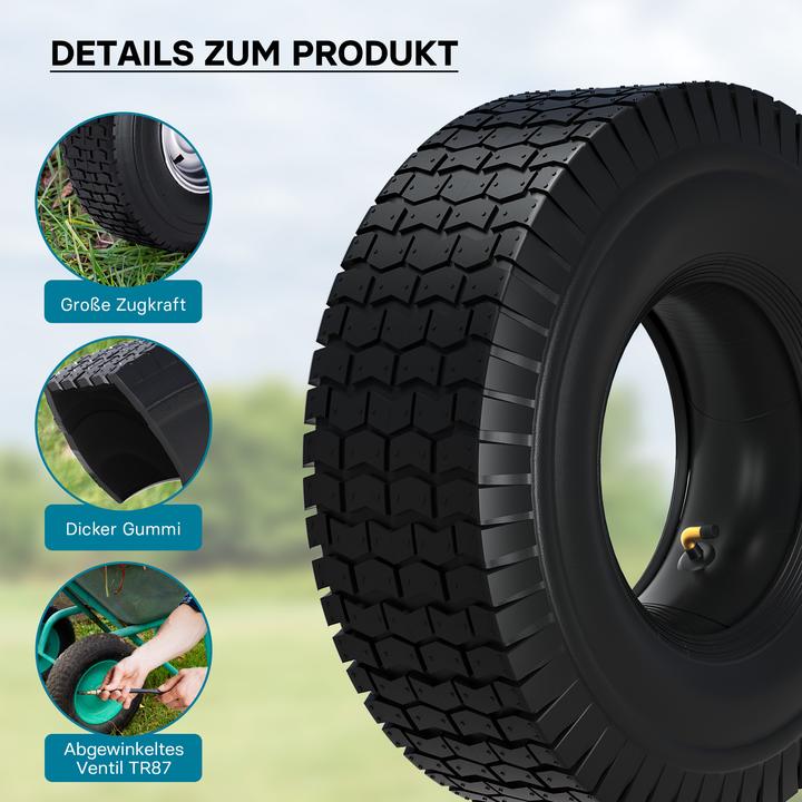 Actual product image Wiltec Tyre for lawn mower 16x6.50-8 4pr with innner tube and curved valve stem garden tractor (Lawn tractor, Tractor accessories)