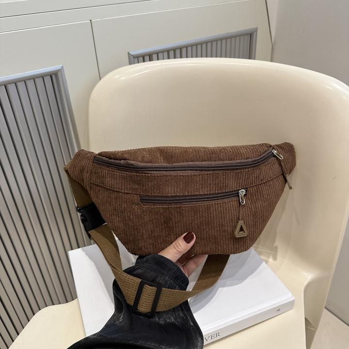 Actual product image Only-Bags.Store Stylische Cordtasche - Lässiger Fashion Sling Rucksack mit verstellbarem Gurt, Reissverschluss und