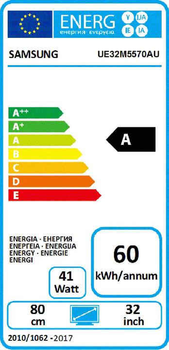 Etichetta energetica Samsung Ue32m5570 (32", LCD, Full HD, 2017)