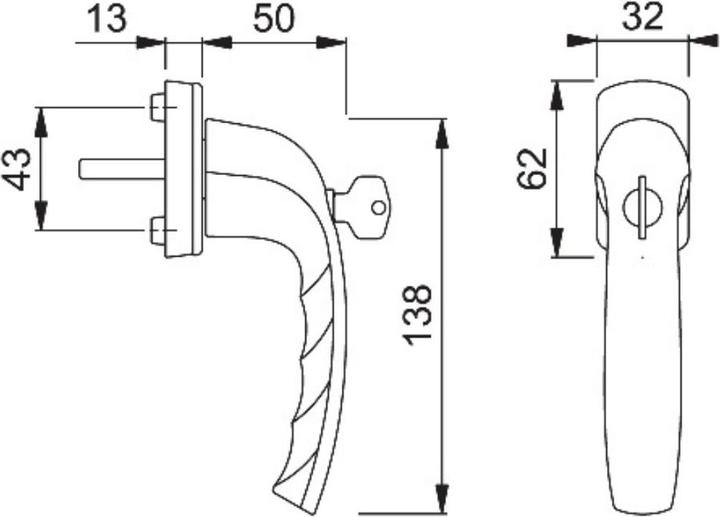 Actual product image Hoppe Window handle F9 35 mm (Window handles)
