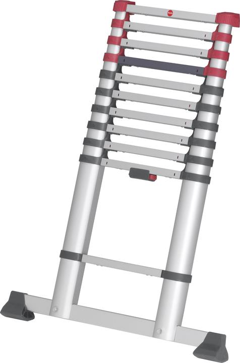 Hailo FlexLine, Alu-Sicherheits-Teleskopleiter, 11 Sprossen (Anlegeleiter, 99 cm)