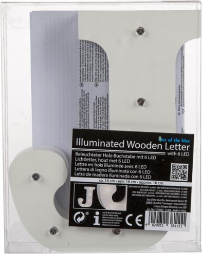 Produktbild Ootb Beleuchteter Holz-Buchstabe J, mit 6 LED, ca. 16 cm