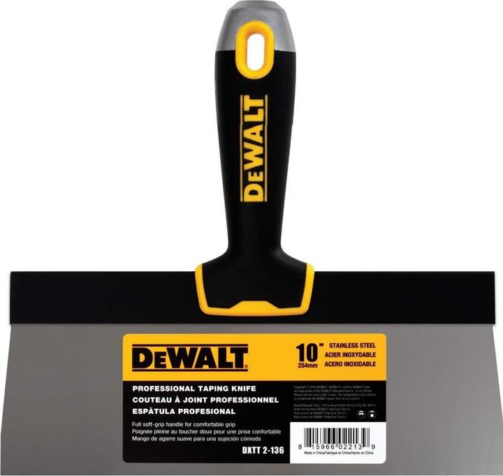 DeWalt Zubehör 2-136 Spachtelmesser hohe Klinge rostfreier Stahl weicher Griff 254 mm