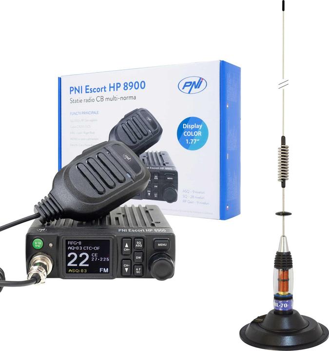 Actual product image PNI CB Escort HP 8900 ASQ radio package, 12-24 V + CB ML70 antenna, 70 cm with magnetic base