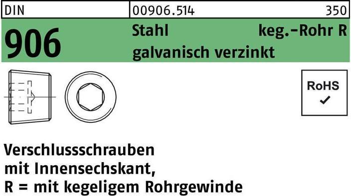 Produktbild Reyher LING L12297362 Verschlusschraube DIN906 R1/2St gelb-verz.