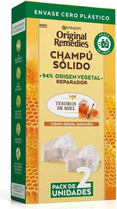 Immagine prodotto Garnier ORIGINAL REMEDIES champú sólido tesoros de miel 2 x 60 gr (Shampoo solido)