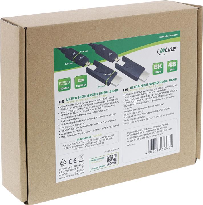 Produktbild InLine HDMI AOC Kabel, Ultra High Speed HDMI Kabel, 8K4K, schwarz, 10m (10 m, HDMI)