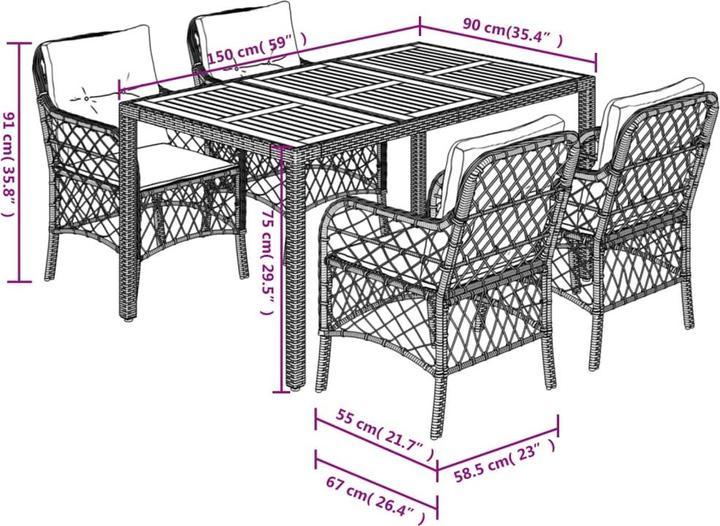 Immagine prodotto VidaXL Set da salotto da giardino da 10 pezzi con cuscini (150 cm)