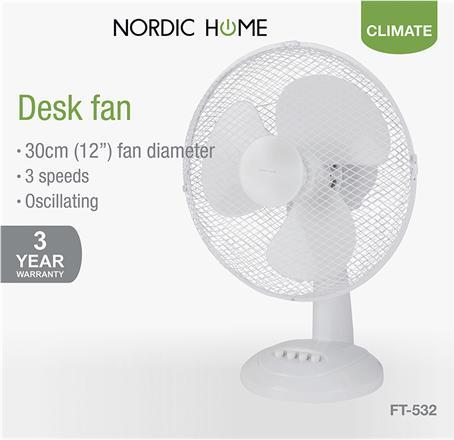 Actual product image Deltaco FT-532 household fan White