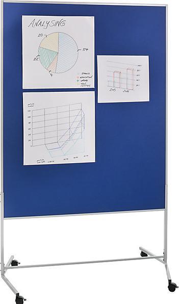 Actual product image eurokraft basic Mobile pinboard, fabric covering/whiteboard, WxH 1200 x 1500 mm, blue. (120 x 150 cm)