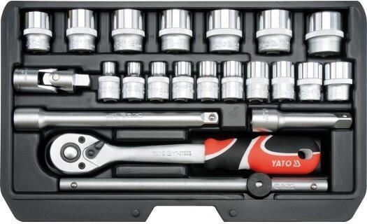 Image du produit Yato YT-38561 Jeu de Douilles en Coffret 22 Pièces avec Cliquet 3/8" (3/8")