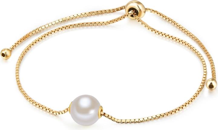 Produktbild Valero Pearls Damen Sterling Silber Süsswasser-Zuchtperle gelbgold 14,0 - 22,0 cm, flexibel einstellbar - 10886 (22 cm, Sterling Silber)