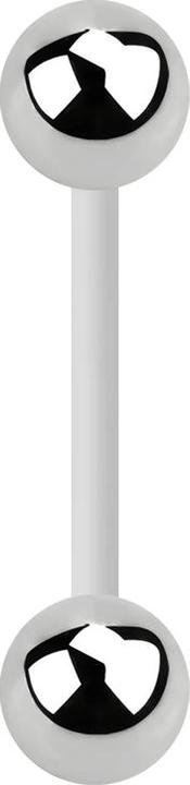 Star Piercing Micro Banane weiss mit zwei Kugeln silber (ohne Messing, Bioflex, Chirurgenstahl 316L)