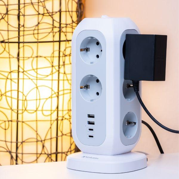 Actual product image Verbatim EU Power Tower 11 (11 x, USB-A, USB-C, CEE 7/4, 2 m)