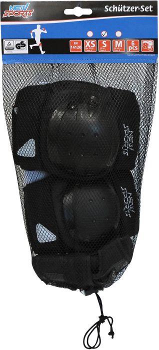 Produktbild New Sports Schützer-Set schwarz, Grösse S bis 25 kg (S, Handgelenkschoner, Knieschoner, Ellbogenschoner, 6 Stück)