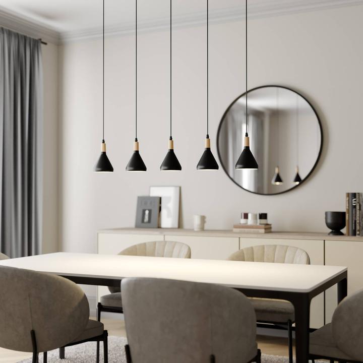 Immagine prodotto Lindby Lampada a sospensione Arina Nero/Legno (E14, 400 lm)