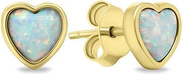 Image du produit Brilio Silver - Délicieux boucles d'oreilles plaquées or Coeurs avec opales synthétiques EA610Y