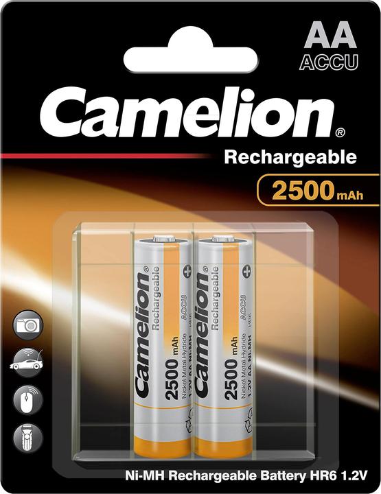 Actual product image Camelion AA/HR6, 2500 mAh, Rechargeable Batteries Ni-MH, 2 pc(s) (2 pcs., AA, 2500 mAh)