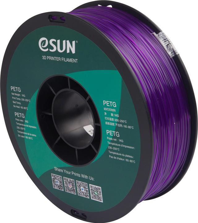 Actual product image eSUN PETG Purple Transparent Filament 1.75mm 1Kg (PETG, 1.75 mm, 1000 g, Violet)