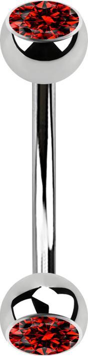 Immagine prodotto Star Piercing Banana d'argento con due sfere di cristallo rosse (Acciaio chirurgico 316L)