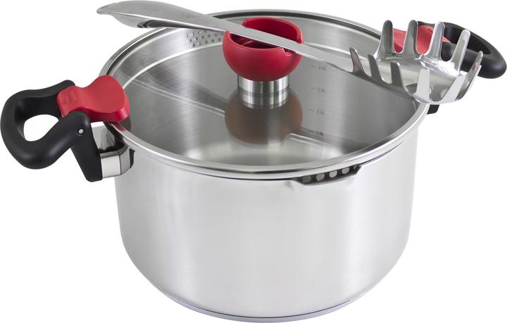 Actual product image Kopf Nelo Topfset (7-teilig, Edelstahl, Induktion, mit intelligenter Abgiesshilfe) (Pot, Stainless steel)