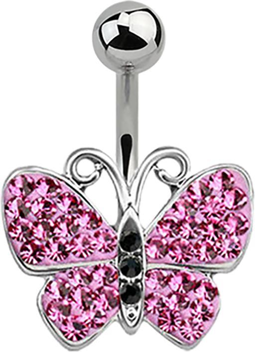 Produktbild Star Piercing Banane silber Schmetterling pink (Chirurgenstahl 316L)
