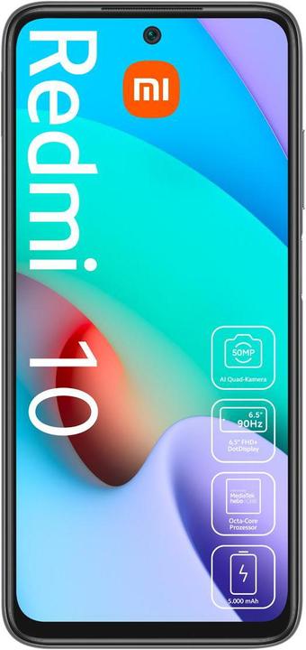 Produktbild Xiaomi Redmi 10 2022 (64 GB, Grey, 6.50", Dual SIM, 50 Mpx, 4G)