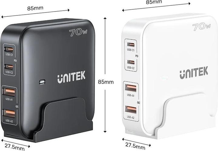 Actual product image Unitek ŁADOWARKA BIURKOWA GAN 70W 2XUSB-A 2XUSB-C (70 W)