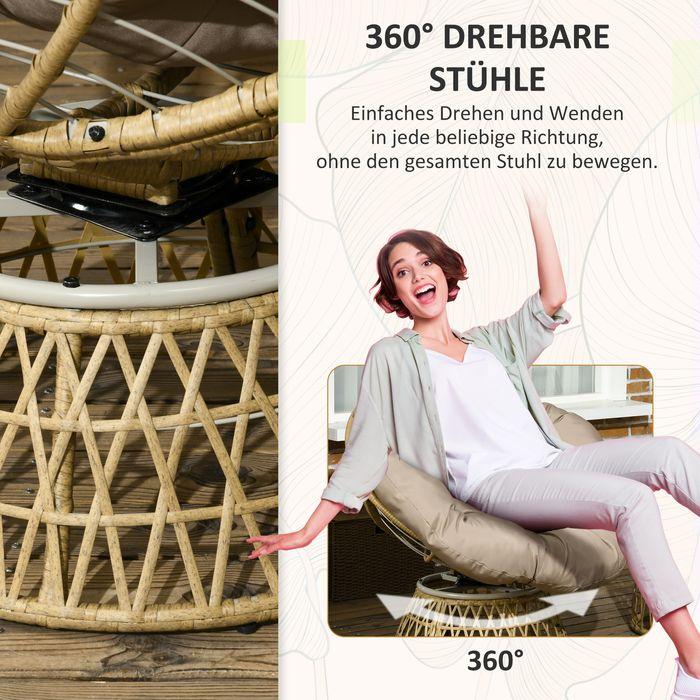 Image du produit Swisshandel24 Gartenmöbel-Set 3-tlg., Bistro-Set inkl. Couchtisch, 2 Stühle, Gartensitzgruppe mit Kissen, Gartenga (45 cm)