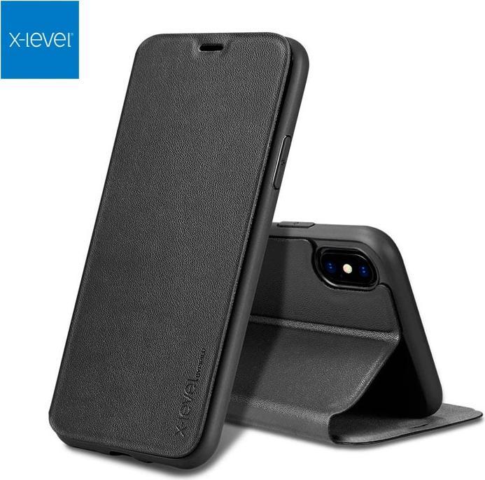 Actual product image X-Level Huawei P30 Lite - FIBColor Flip Etui, Kunstleder, 360° Rundumschutz, Schwarz (Huawei P30 Lite)