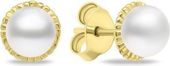 Brilio Silver - Minimalist gold plated earrings with genuine pearls EA620Y
