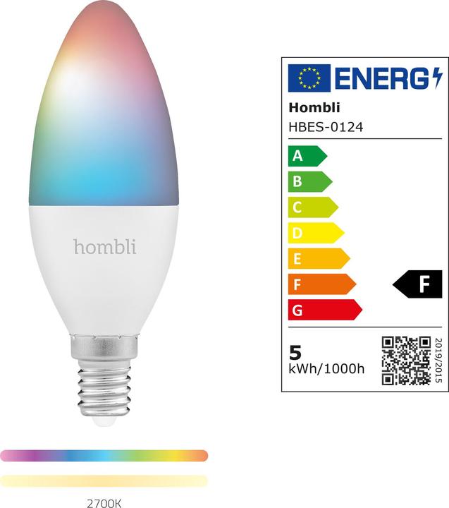 Energie-Label Hombli Smart Bulb (E14, 4.50 W, 385 lm, 2 x, F)