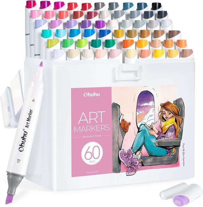 Actual product image Ohuhu Kaala art marker (Multicoloured, 6 mm, 60 x)