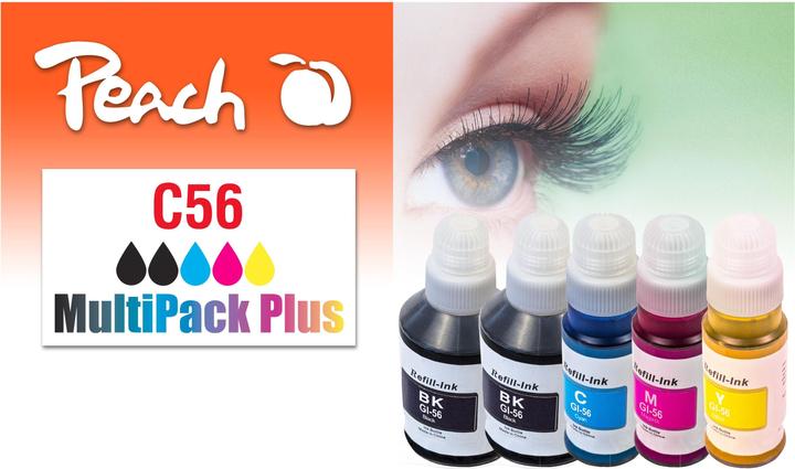 Actual product image Peach Ink Canon CISS Gl-56, Multi-Pack+ C/M/Y/2x BK (M, Y, C, FC)