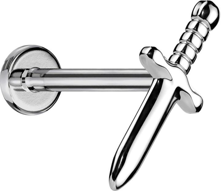 Produktbild Star Piercing Micro Labret Innengewinde silber Dolch silber (ohne Messing, Titan G23)
