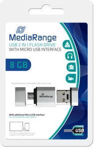 Produktbild MediaRange USB Nano-Speicherstick mit Micro USB-Adapter (8 GB, USB-A, Micro USB, USB 2.0)