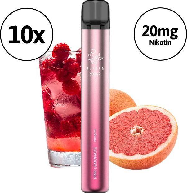 Produktbild Elfbar 600 V2, Pink Lemonade - 10 Vape (Grapefruit, Limonade)
