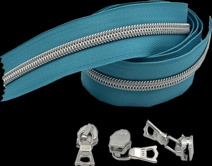 Turquoise blue, Matt silver