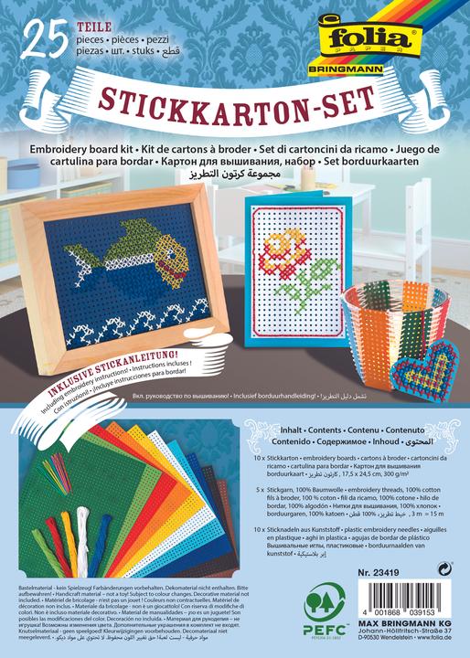 Actual product image Folia Embroidery cardboard set, 175 x 245 mm, 300 gsm, 25 pieces