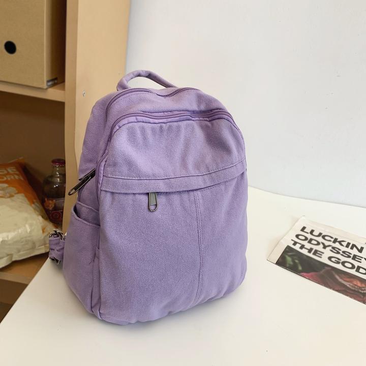 Produktbild Only-Bags.Store Casual Rucksack, geeignet für High School und College-Studenten, solide Farbe Canvas Rucksack