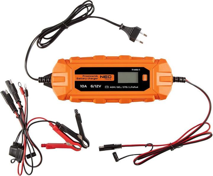 Actual product image Neo Automatic charger 10A/160W 3-200Ah for acid / AGM / GEL batteries (12V, 10 A)