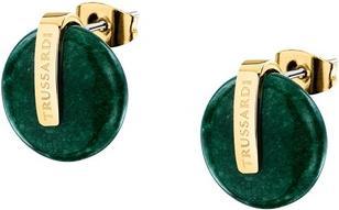 Actual product image Trussardi Fashionable Gold-Plated Earrings With Agate T-Round Tjayf12